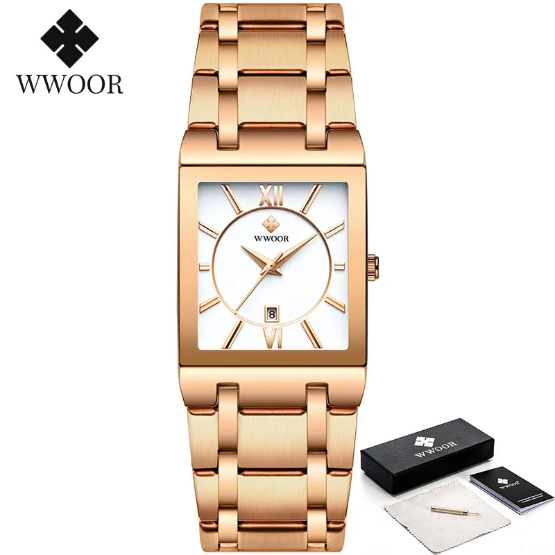 Relogio Masculino  Gold Watch Men Square Mens Watches Top Brand Luxury Golden Quartz Stainless Steel Waterproof Wrist Watch