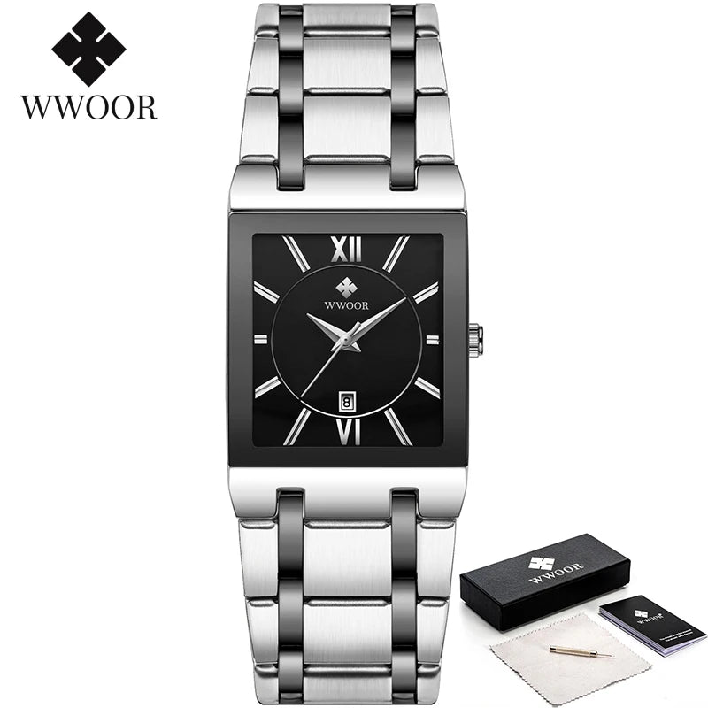 Relogio Masculino  Gold Watch Men Square Mens Watches Top Brand Luxury Golden Quartz Stainless Steel Waterproof Wrist Watch