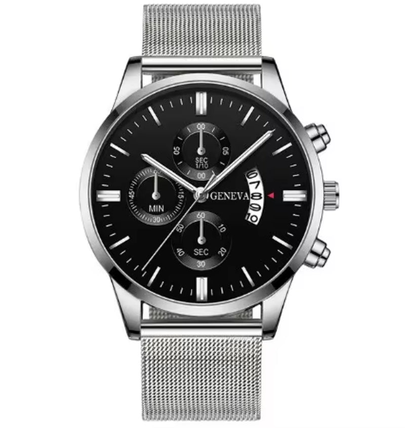 Mens Watches Waterproof Mesh Belt Man Wrist Watch Calendar Quartz Watch Luxury Business Dress Watch for Men Fashion Male Clock