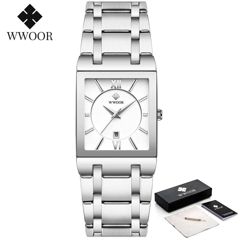 Relogio Masculino  Gold Watch Men Square Mens Watches Top Brand Luxury Golden Quartz Stainless Steel Waterproof Wrist Watch