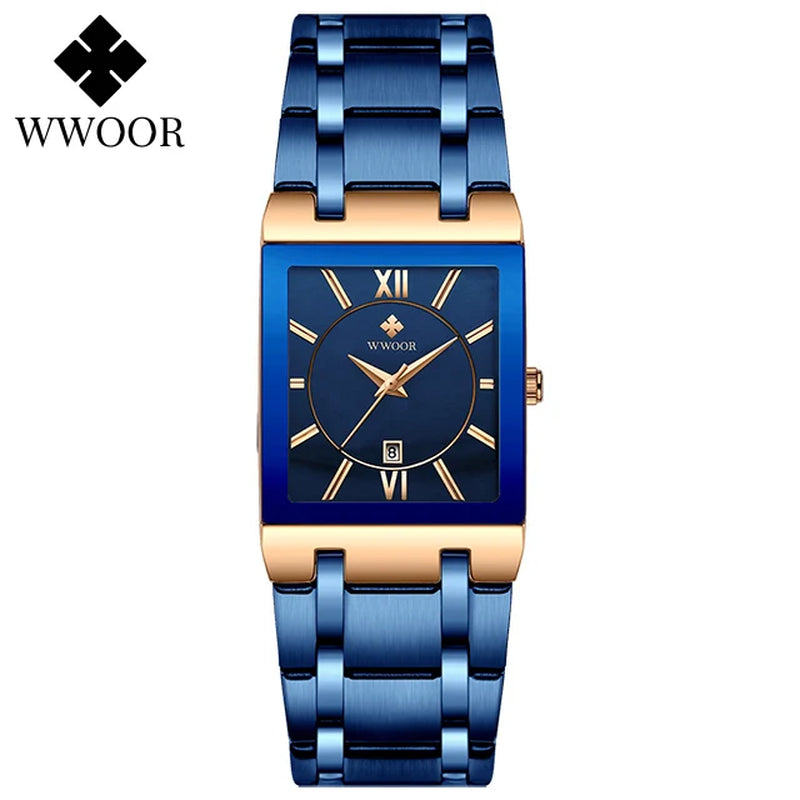 Relogio Masculino  Gold Watch Men Square Mens Watches Top Brand Luxury Golden Quartz Stainless Steel Waterproof Wrist Watch